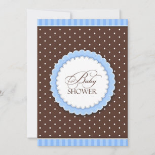 Baby shower Bleu Brown Plat Invitation