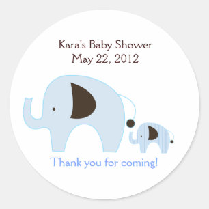 Baby shower bleu Dottie Elephant Favoriser Sticker