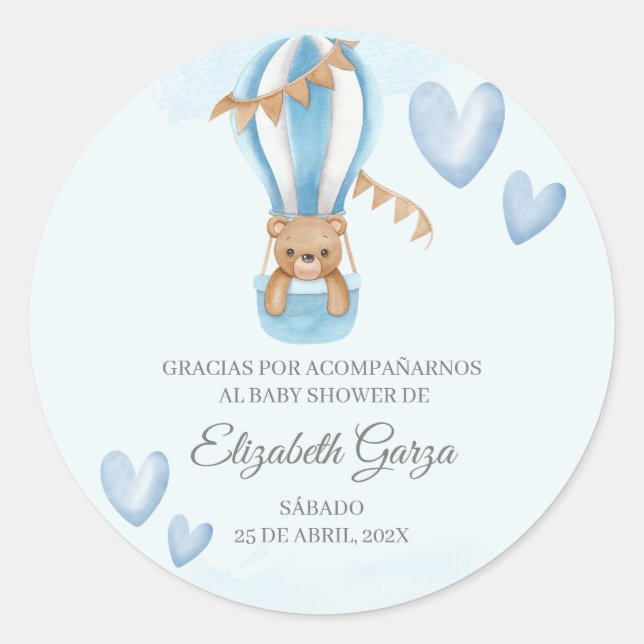 Baby shower bleu Dusty merci sticker pour garçon (Devant)