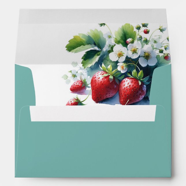Baby shower bleu Enveloppes Berry Sweet Strawberry (Dos (Bas))