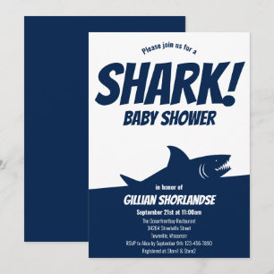 Baby shower bleu foncé requin Invitation