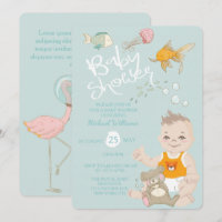 Baby shower Bleu Invitation de mermaid Ocean Boy