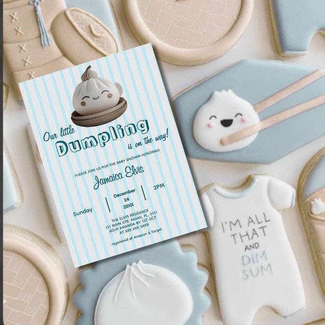 Baby shower bleu mignon Petit Dumpling Invitation (Créateur téléchargé)