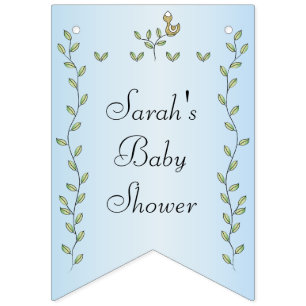Baby shower BLEU "Oiseaux d'or", bannière Swallowt