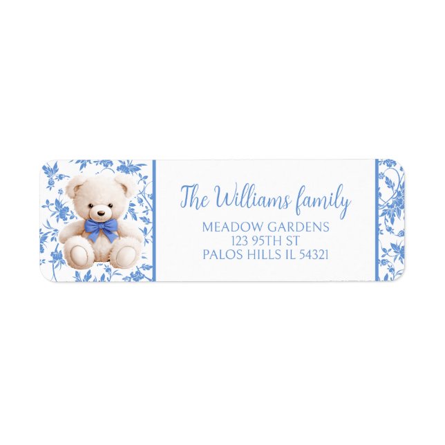 Baby shower bleu ours en peluche de la marine adre (Devant)