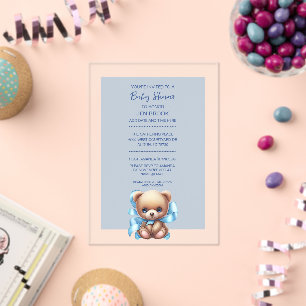 Baby shower bleu ours Teddy Acrylique Invitation