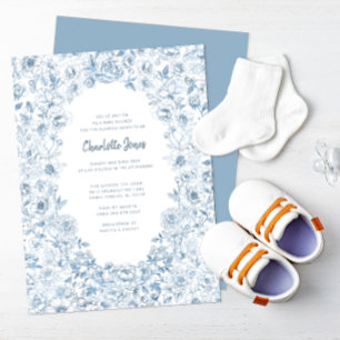 Baby shower bleu poussiéreux Invitation Vintage él