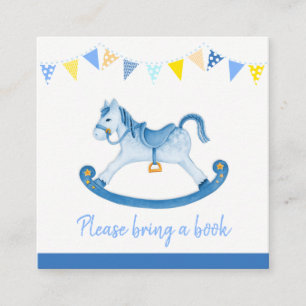 Baby shower bleu rocking cheval réserver cartes
