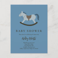 Baby shower bleu Rocking Horse Invitation