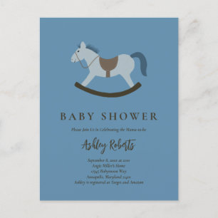 Baby shower bleu Rocking Horse Invitation