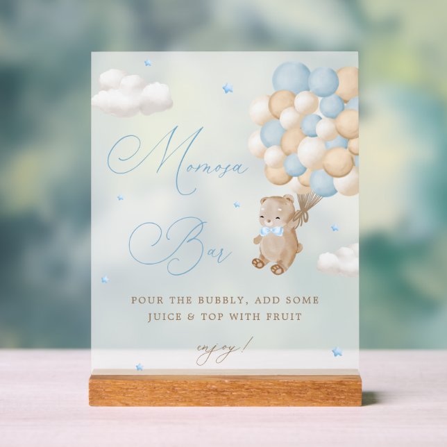 Baby shower bleu Teddy Bear Mimosa Bar (Neutre)