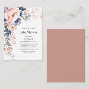 Baby Shower Bloom Blue Pink Floral Invitation