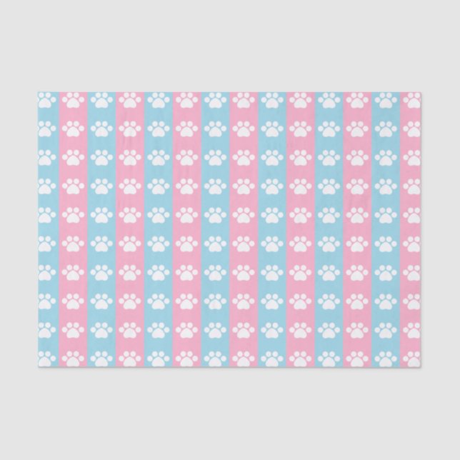 Baby Shower - Blue and Pink - Paw Print Theme Tissue Paper (Front)