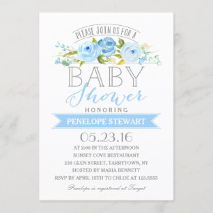 Baby Shower Blue Baby Shower Invitation