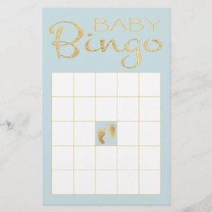 Baby Shower BLUE BINGO "Gold/Blue Classic" Flyer