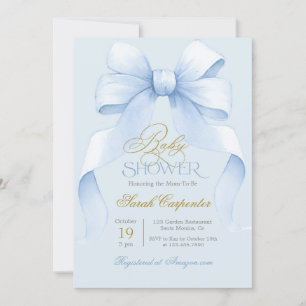 Baby shower Blue Bow Invitation garçon