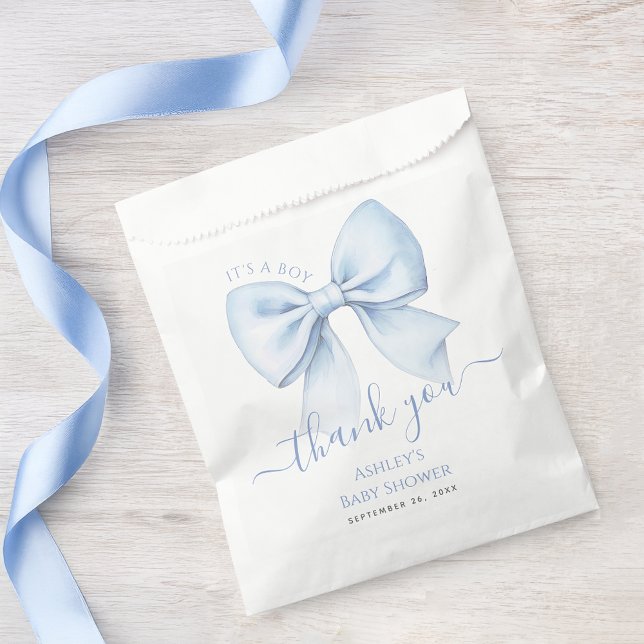 Baby Shower Blue Bow It's a Boy Thank You Favour Bag (Creator Uploaded)