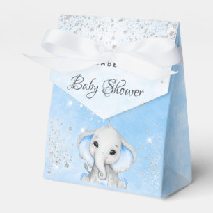 Baby Shower blue boy cute elephant glitter Favor Box