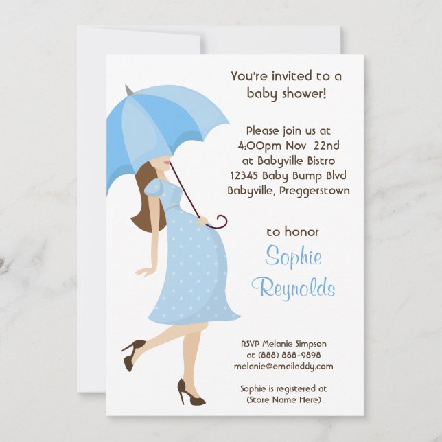 Baby shower Blue Boy Invitation Maman moderne (Devant)