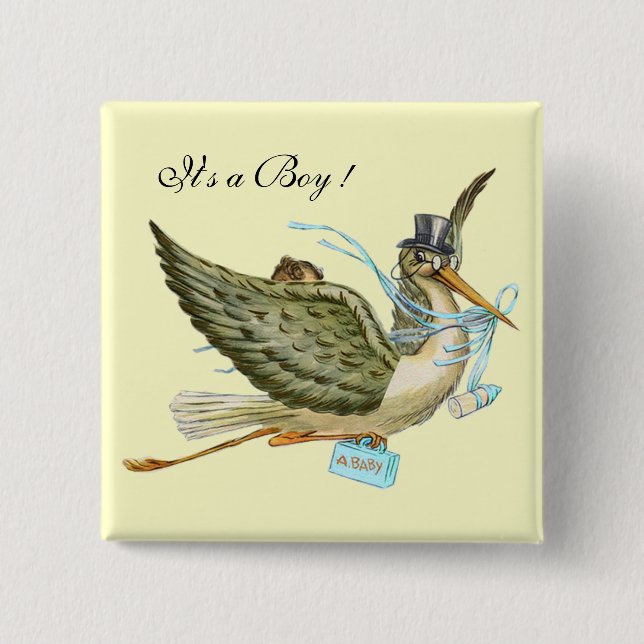 BABY SHOWER ,Blue Cream " It's a Boy" 2 Inch Square Button (Front)