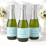 Baby Shower Blue Elegant Sparkling Wine Label<br><div class="desc">Boy Baby Shower Blue Wine Bottle Label with Elegant Typography Calligraphy Script. More products with this design are in the collection below.</div>