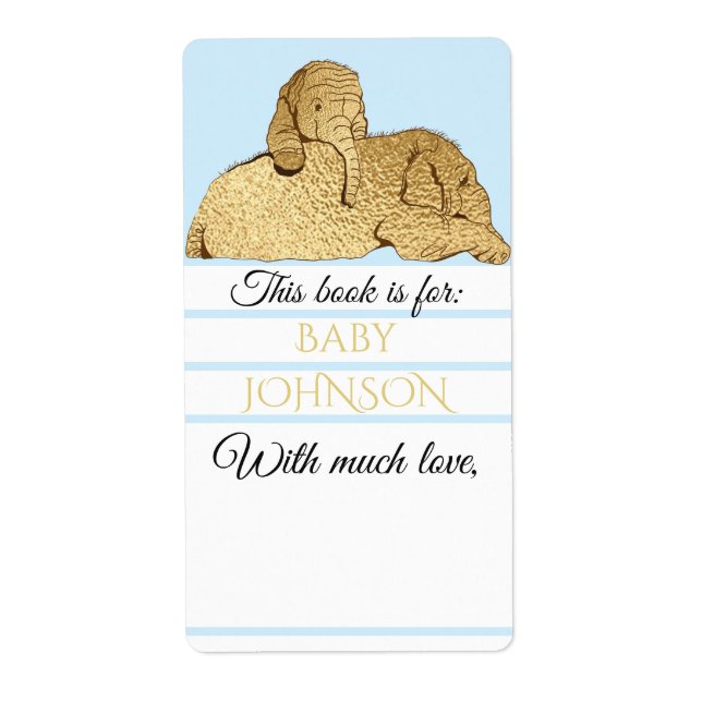 Baby shower Blue Gold Elephant Feuille d'emballage (Devant)