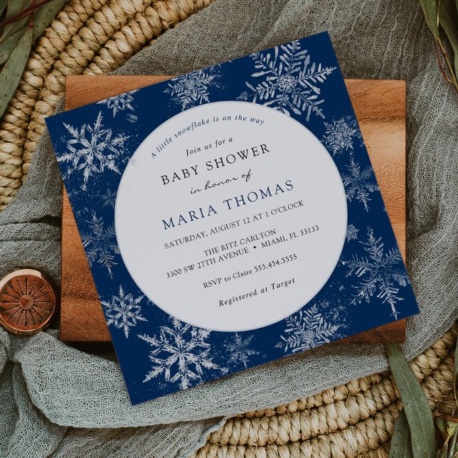 Baby shower Blue Little Snowflake Invitation (Créateur téléchargé)