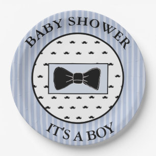 Baby Shower  Blue Moustache and Bowtie Plates