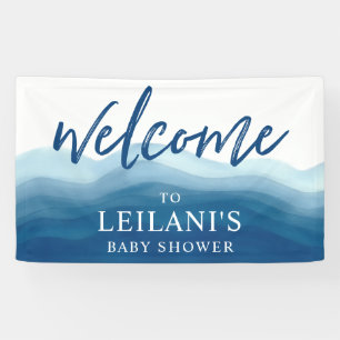 Baby Shower Blue Ombre Watercolor Welcome Banner