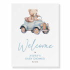 Baby shower Blue Teddy Bear Boy Affiche de bienven
