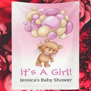 Baby Shower Blue Teddy Its A Girl Banner