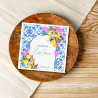 Baby Shower Blue Tiles Lemons bougainvillea