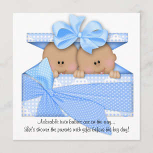 Baby shower Blue TWIN Invitation afro-américaine