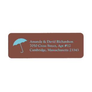 Baby Shower Blue Umbrella Return Address Labels