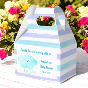 Baby Shower Blue White Stripes  Favor Box