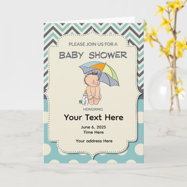 Baby Shower Blue Yellow Invitation (Yellow Flower)