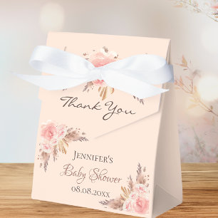 Baby Shower blush pampas grass floral thank you Favor Box