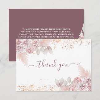 Baby Shower Blush Pink Floral  Thank You Card