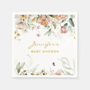 Baby Shower Blush Pink Florals Standard Cocktail Napkin