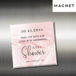 Baby Shower blush pink silk satin save the date Magnet<br><div class="desc">A girly and trendy Save the Date magnet for a Baby Shower. A blush pink satin,  silk background. Personalize and add a date and name. Black coloured letters.</div>