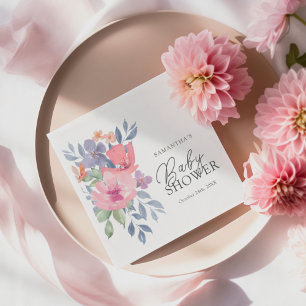 Baby Shower Boho Watercolor Floral Napkin