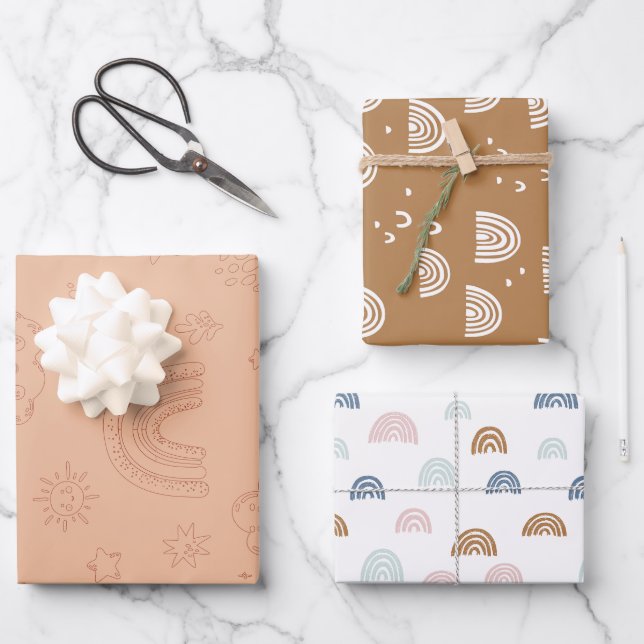 Baby Shower Boho Weather Wrapping Paper Sheet (Front)