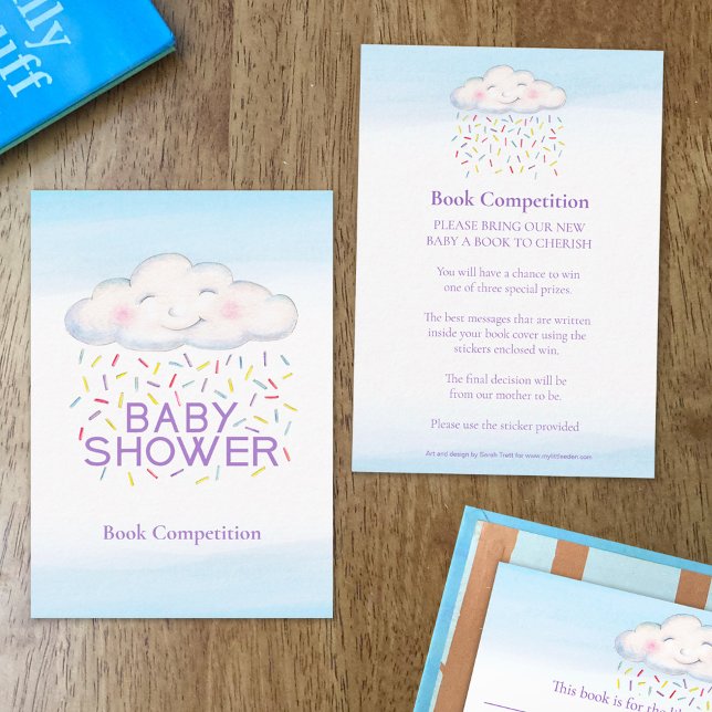 Baby shower book competition cloud candy sprinkles enclosure card (Creator Uploaded)