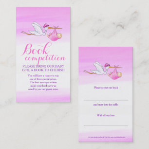 Baby shower book competition girl stork art cards