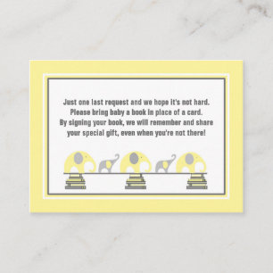 Baby shower book insert yellow grey elephants