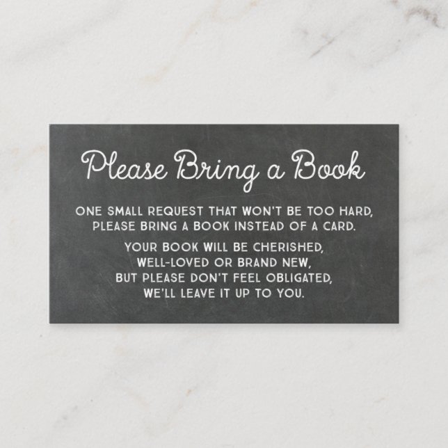 Baby Shower Book Request Card Rustic Chalkboard (Front)