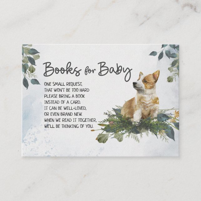 Baby Shower Book Request Corgi Puppy  Enclosure Card (Front)