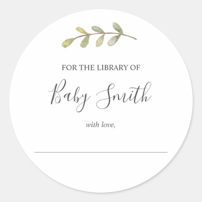 Baby Shower Bookplate Sticker (Front)