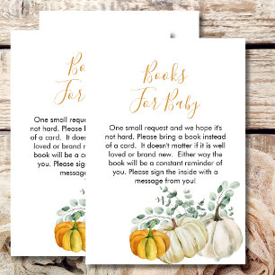 Baby shower books for baby fall pumpkin greenery enclosure card