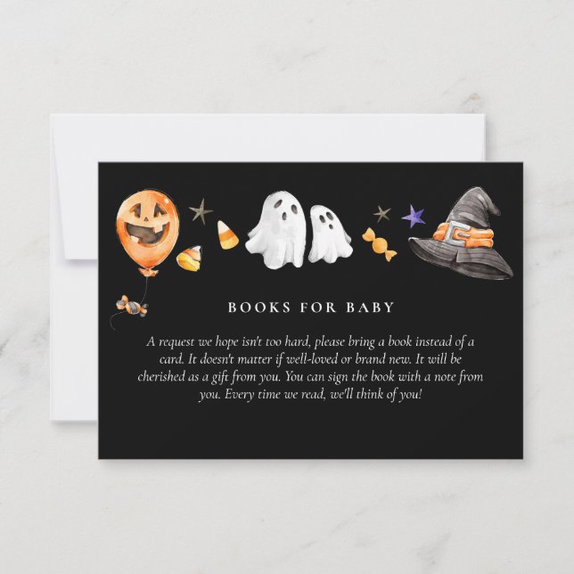 Baby Shower Books for Baby Halloween Black Invitation (Front)
